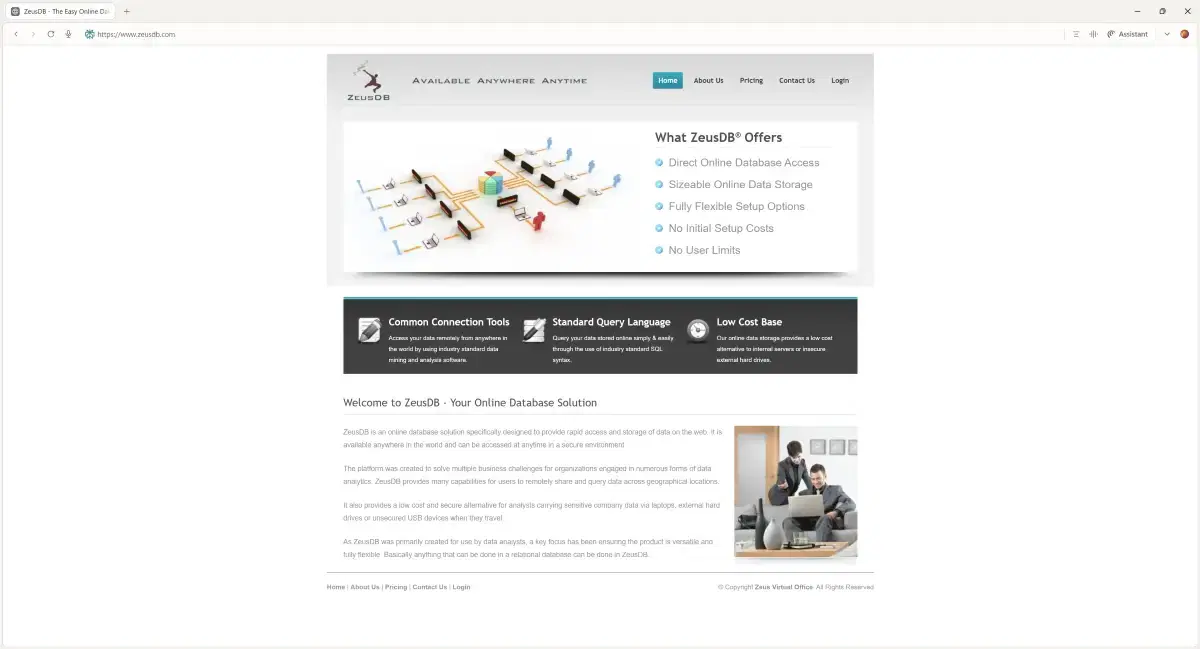 ZeusDB website: Generation 1